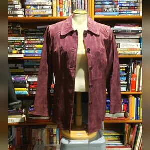 Guillaume Vintage Suede Jacket in Deep Burgundy